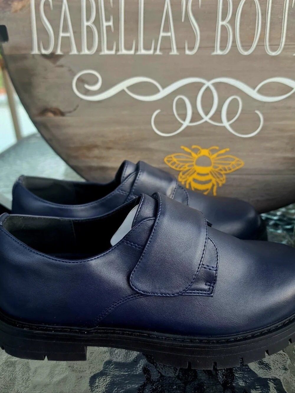 Dream Pairs Navy Hook-and-Loop School Loafers